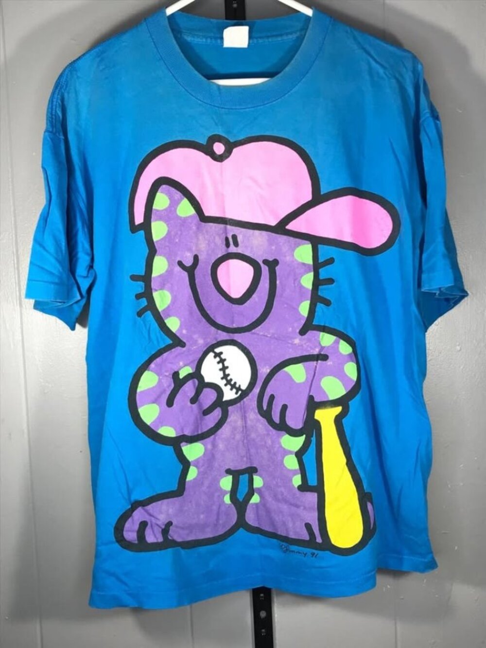 Vintage 90's Big AOP cartoon animal Bunny rabbit single stitch tshirt mens Lg/Xl